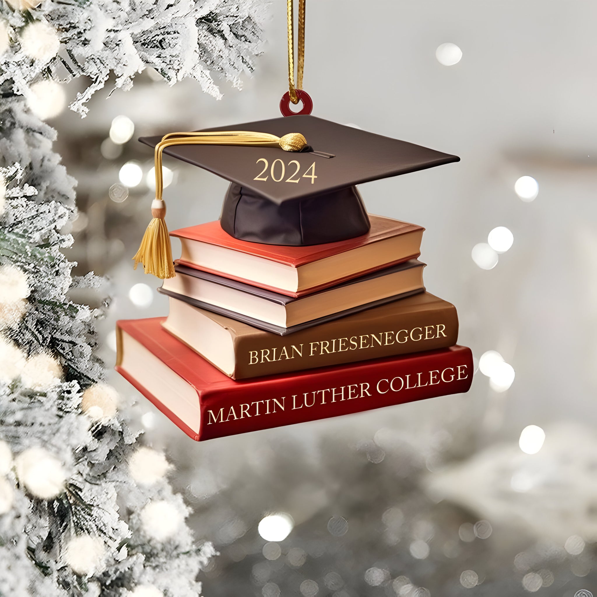 Personalized Graduation Cap Ornament With Books, Class of 2024 Graduation Ornament, High School Graduation Gifts, Custom Graduation Ornament ORN2709