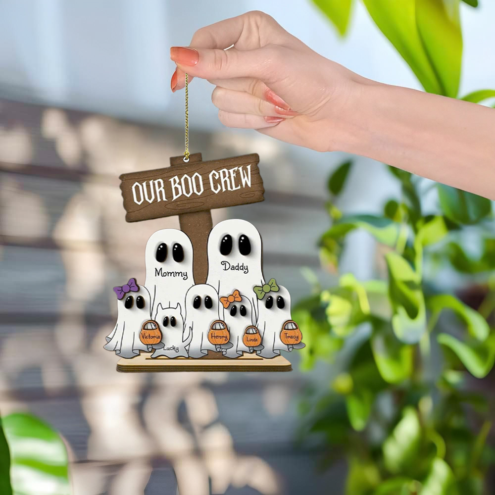 Personalized Halloween Family Portrait Suncatcher, Custom Ghost Family Window Hangings, Pumpkin Fall Decor, Gothic Home Decor, Spooky Decor ORHA2708