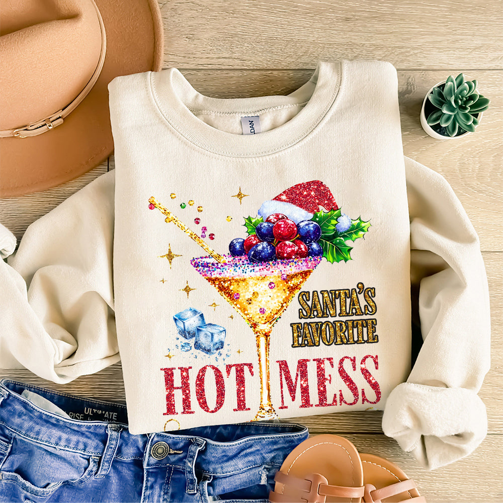Santa's Hot Mess PNG, Glitter Christmas Martini Png, Christmas Drink T Shirt Png, Alcohol Xmas png, Glitter Santa Hat, S103