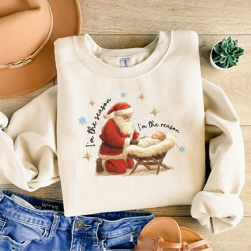 Jesus is the reason For the Season PNG, Christmas Season Png, Christmas Jesus png, Santa and Jesus Christmas Png Instant Download S134 SNA