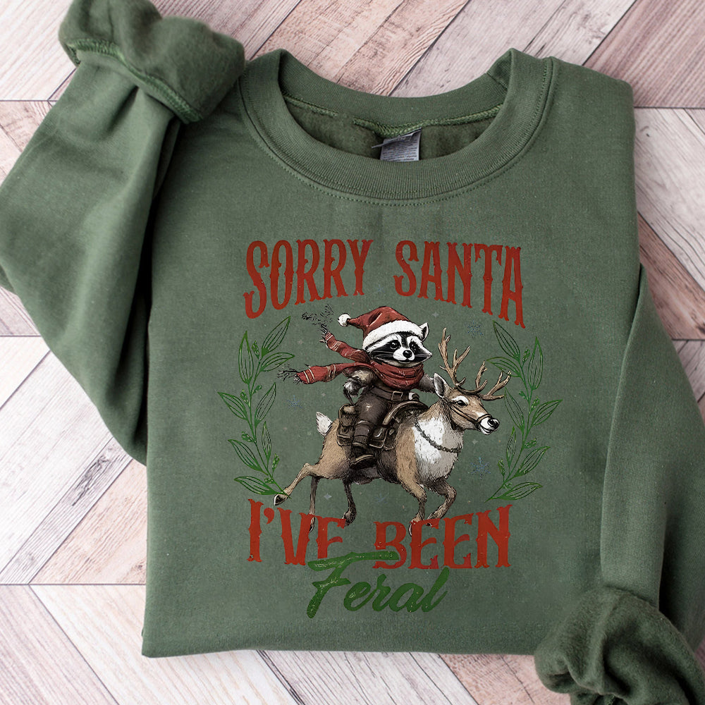 Funny Christmas Png, Sorry Santa I've been Feral Png, Christmas Season Feral Raccoon Png, Christmas Png, Funny Raccoon Meme Png S1 OO