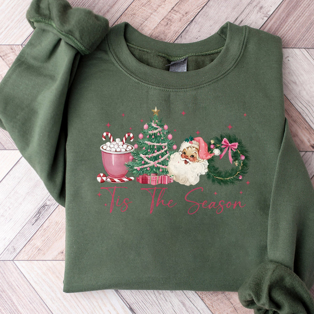 Tis The Season PNG, Coquette Bow Christmas PNG, Retro Christmas Crewneck, Girly Christmas Sweater, Merry Christmas S114 SNA