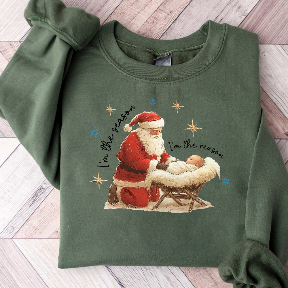 Jesus is the reason For the Season PNG, Christmas Season Png, Christmas Jesus png, Santa and Jesus Christmas Png Instant Download S134 SNA