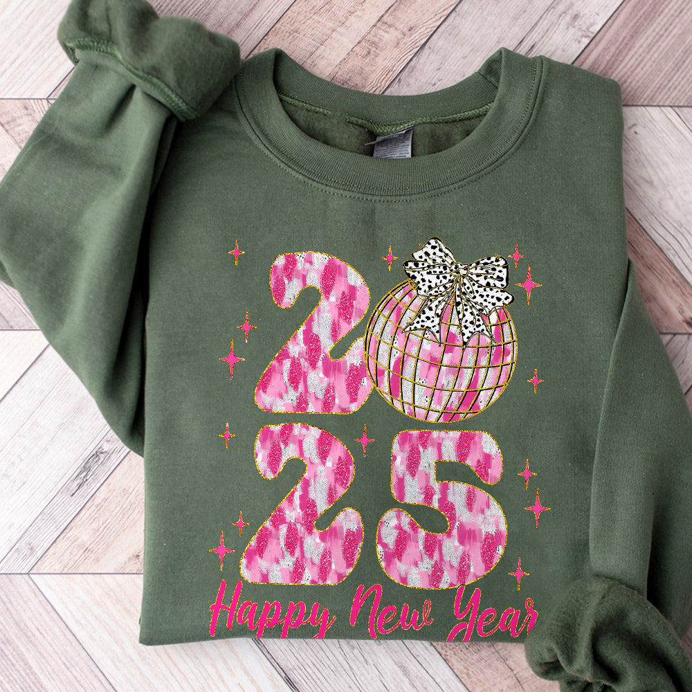 New Year 2025 Png, Pink Coquette Bow Png, Retro New Years Png, Disco Ball Png, Glitter, Brushstroke Png, New Year New Me PNG Sublimation S235 091124