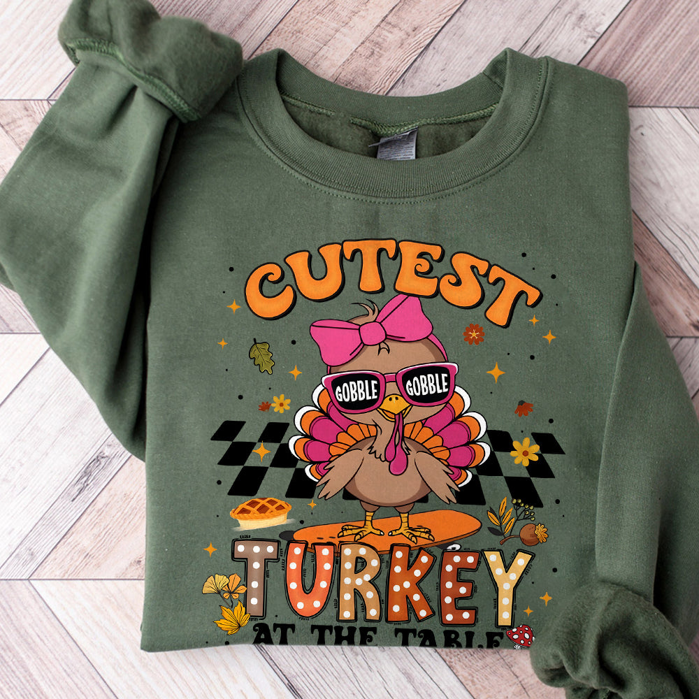 Cutest Turkey At The Table PNG, Cute Thanksgiving Png, Turkey Png, Thanksgiving Png, Coquette Bow, boyGirl Thanksgiving Kids sublimation S263 hong