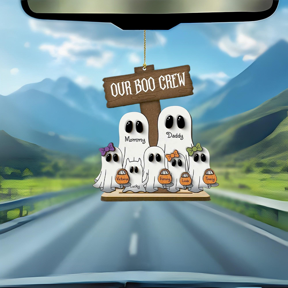 Personalized Halloween Family Portrait Suncatcher, Custom Ghost Family Window Hangings, Pumpkin Fall Decor, Gothic Home Decor, Spooky Decor ORHA2708