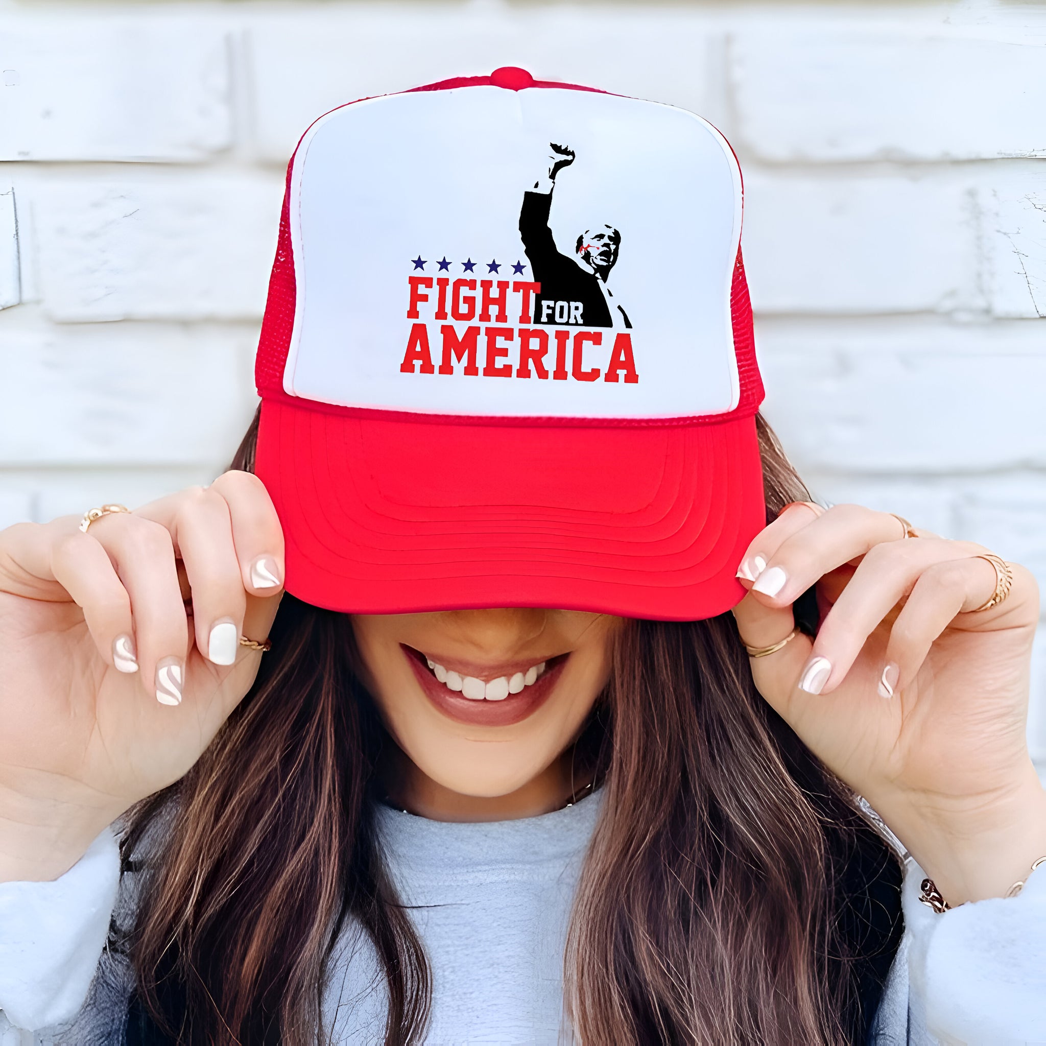 Fight Donald Trump Trucker Hat, I Will Fight Trump, I Stand With Trump, Make America Great Again, Donald Trump Trucker Hat, Trump Trucker Hat Tu1 2