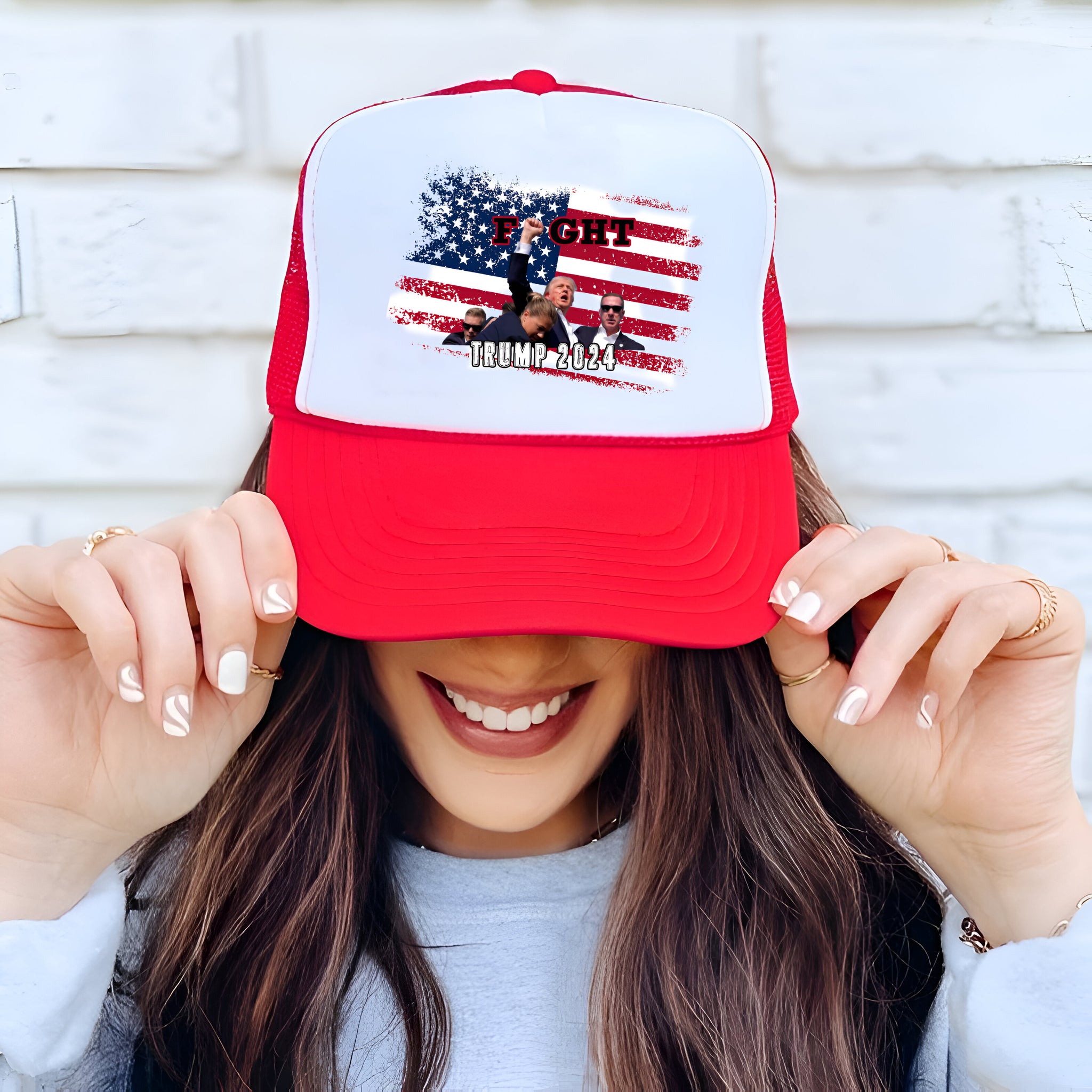 Fight Donald Trump Trucker Hat, I Will Fight Trump, I Stand With Trump, Make America Great Again, Donald Trump Trucker Hat, Trump Trucker Hat Tu1 4