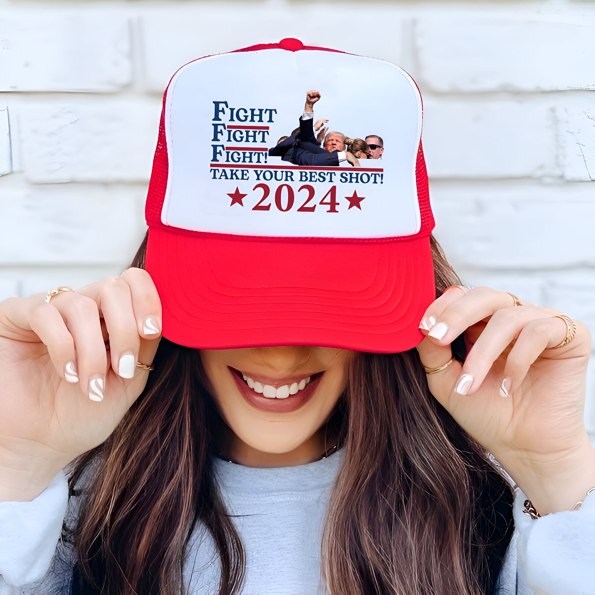 Fight Donald Trump Trucker Hat, I Will Fight Trump, I Stand With Trump, Make America Great Again, Donald Trump Trucker Hat, Trump Trucker Hat Tu1 5