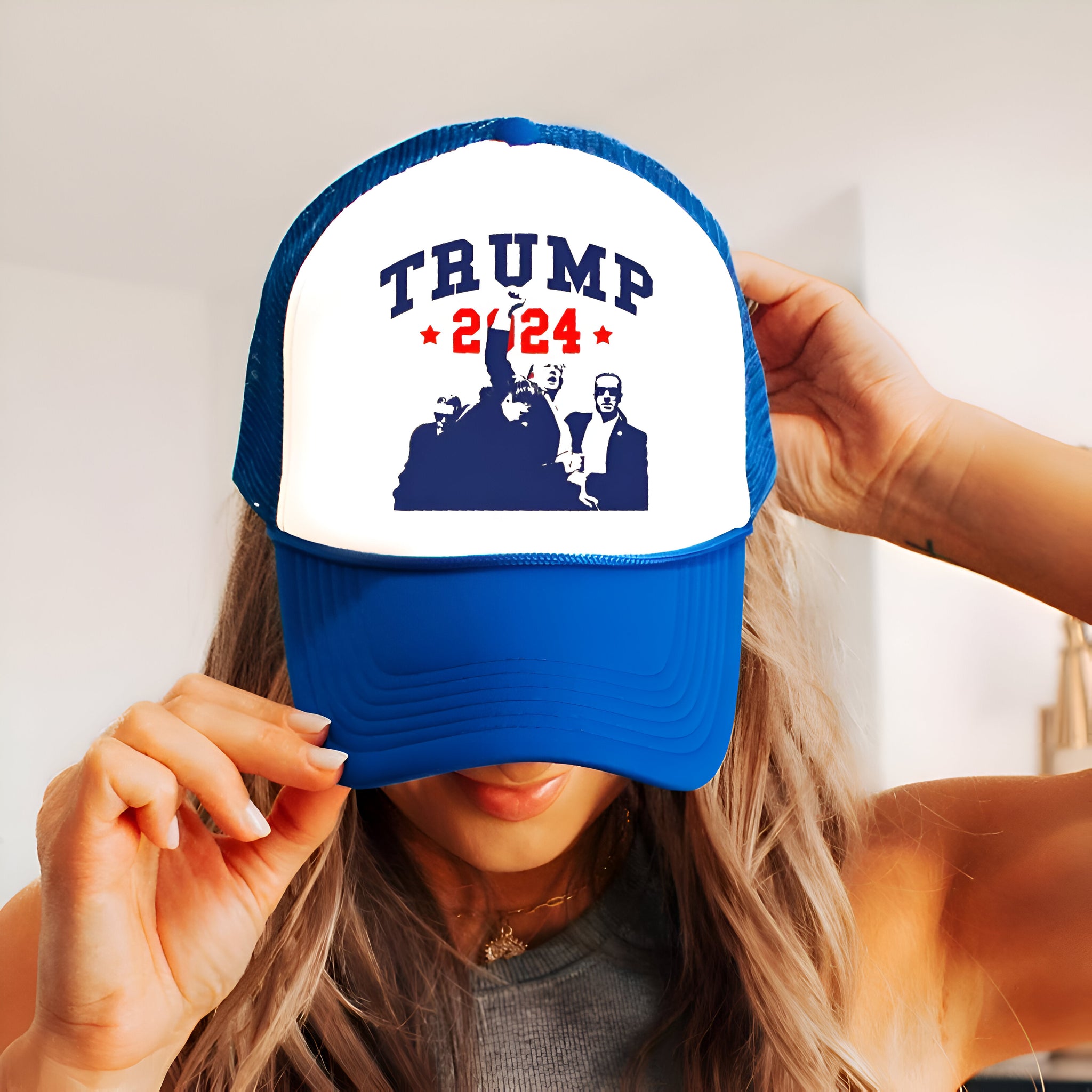 Fight Donald Trump Trucker Hat, I Will Fight Trump, I Stand With Trump, Make America Great Again, Donald Trump Trucker Hat, Trump Trucker Hat Tu1