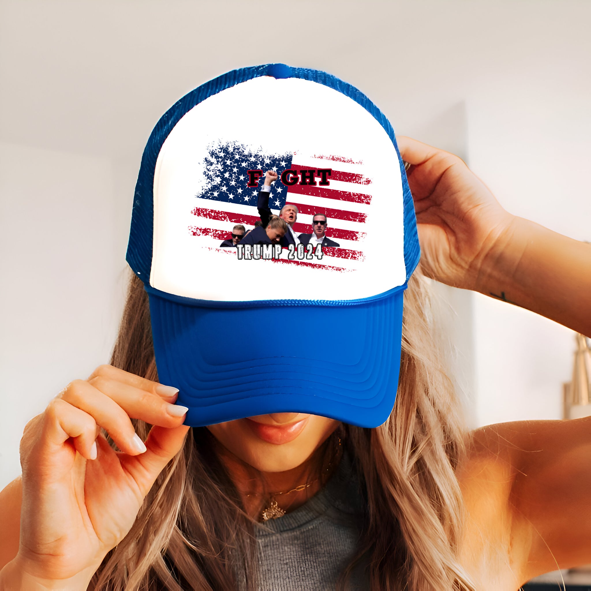 Fight Donald Trump Trucker Hat, I Will Fight Trump, I Stand With Trump, Make America Great Again, Donald Trump Trucker Hat, Trump Trucker Hat Tu1 4