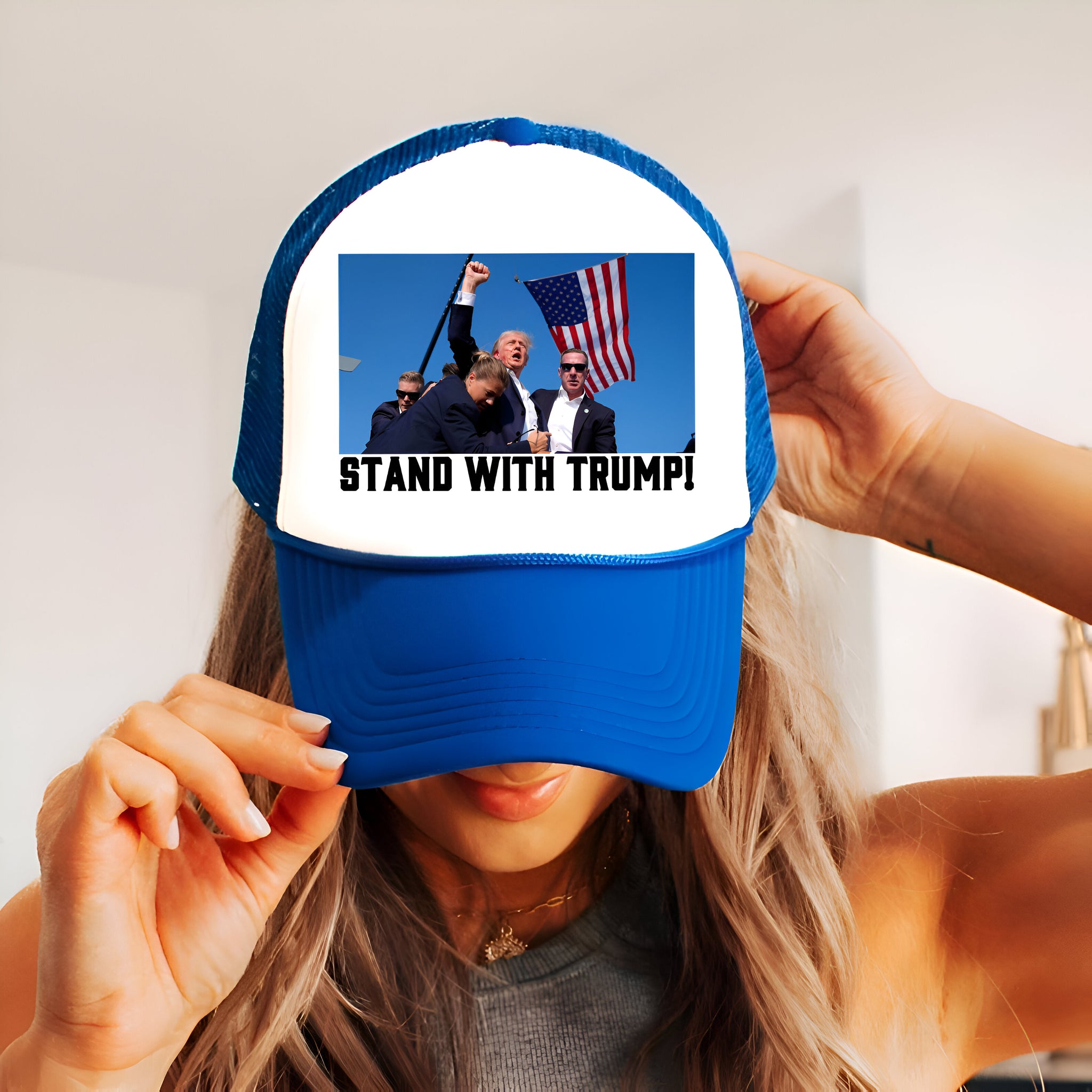 Stand With Trump Trucker Hat, They Missed, Trump Rally Trucker Hat, The Return Make America Great Again SweatTrucker Hat, Trump 2024 Trucker Hat Tu1