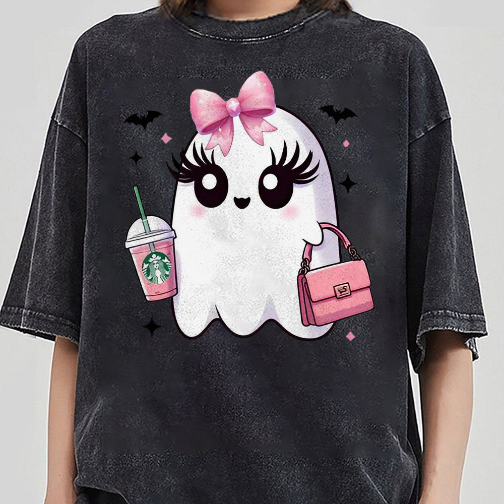 Pink Cute Ghost Coquette Bow Halloween Shirt, Halloween Ghosts Tshirt, Cute Ghost Shirt, Halloween Sweater, Halloween Party, Halloween Gift FB2708