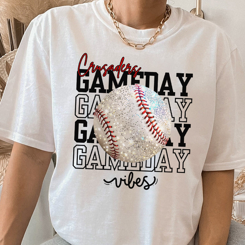 Custom Team Mascot Game Day Vibes Baseball Crewneck Sweatshirt, Sparkle Baseball Mom Shirt, Volleyball Season Womens Pullover, Oversized FB2708