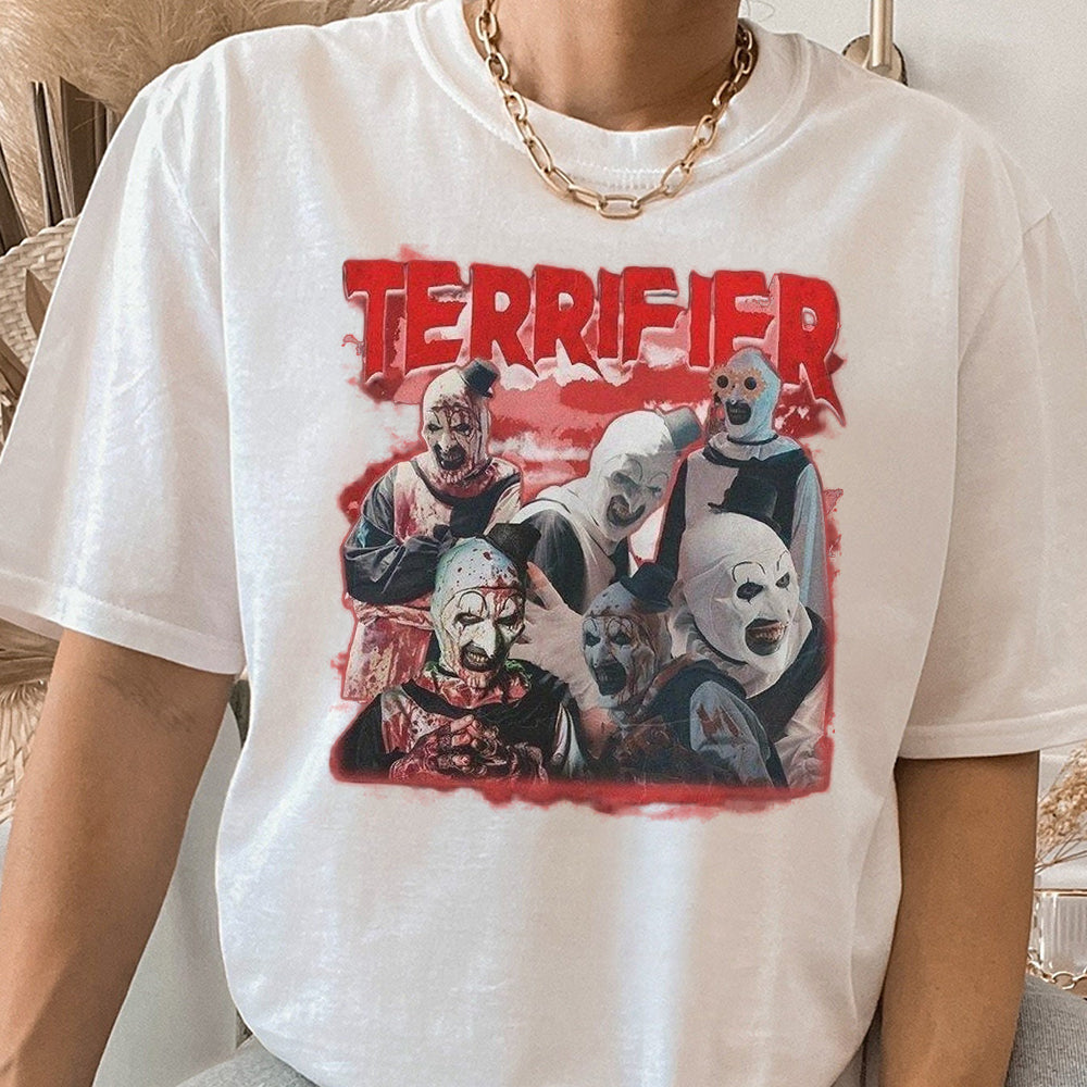 Terrifier Vintage T-Shirt, Horror Movie Terrifier Tee, Halloween Scary Character Shirt, Terrifier Clown Fans Shirt, Halloween Gifts KKK