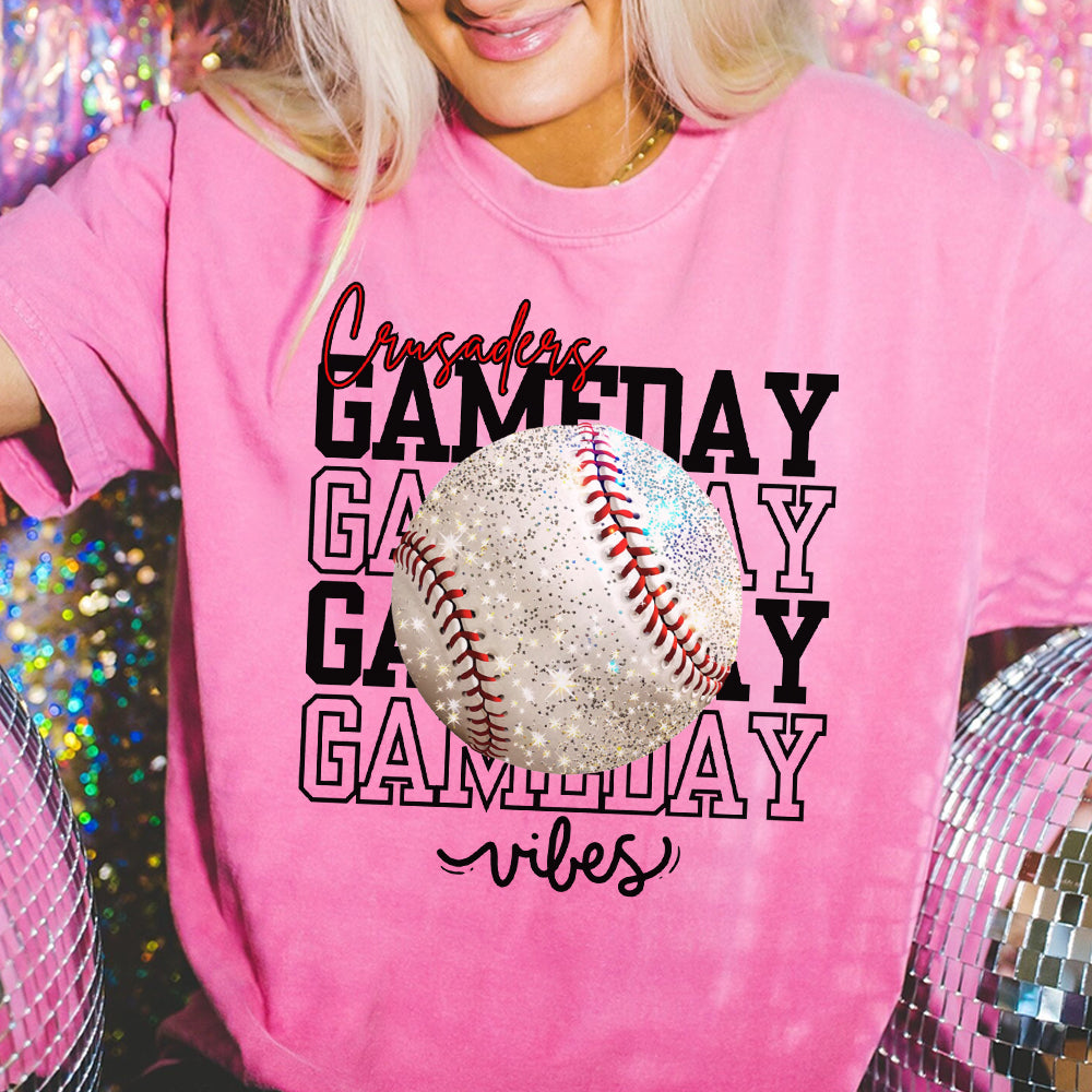 Custom Team Mascot Game Day Vibes Baseball Crewneck Sweatshirt, Sparkle Baseball Mom Shirt, Volleyball Season Womens Pullover, Oversized FB2708