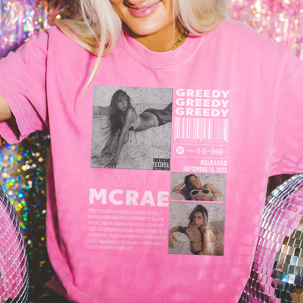 Retro Tate Mcrae Greedy Album Shirt, Tate Mcrae 2024 Tour T-Shirt, Tate Mcrae Uh Oh Sweatshirt, Tate Mcrae Fan Merch, Gift For Her FFF