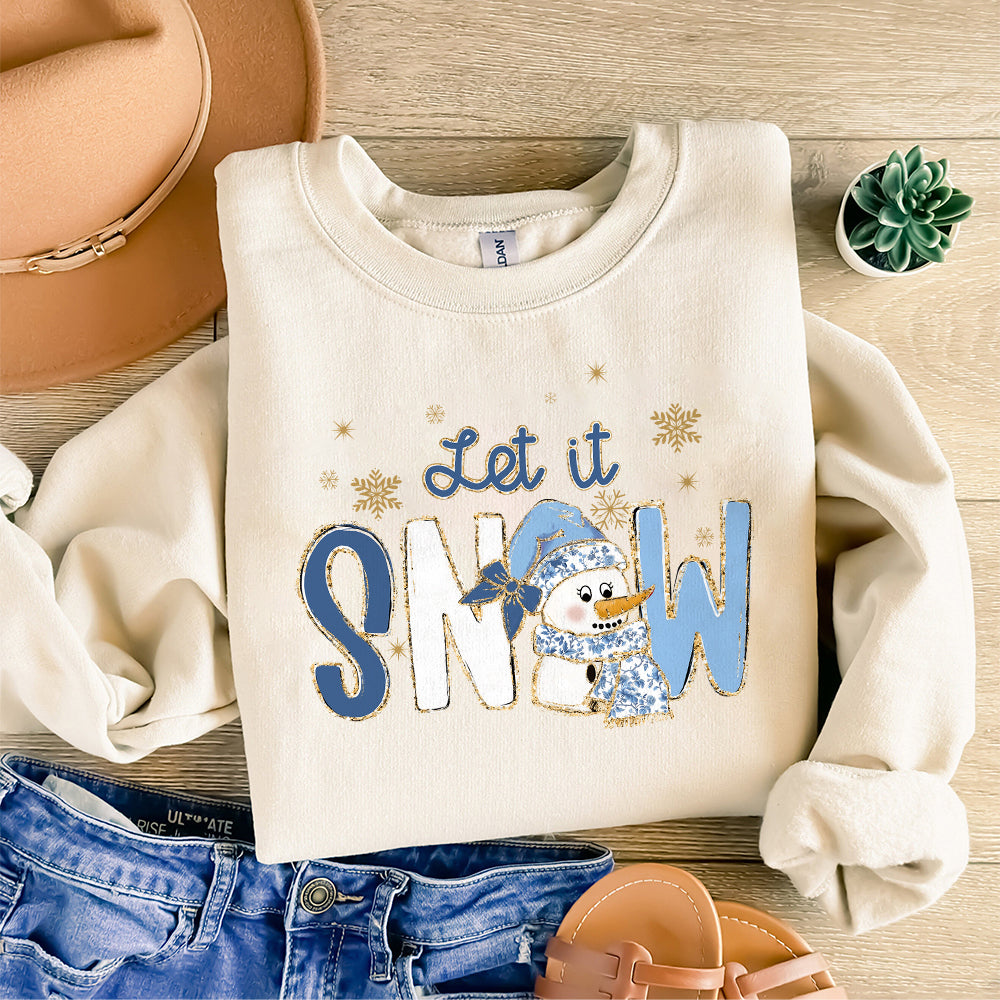 Grand millennial Let it snow Coquette Christmas snowman png Christmas design dtf Christmas girls winter png design bow acrylic brushstroke S130