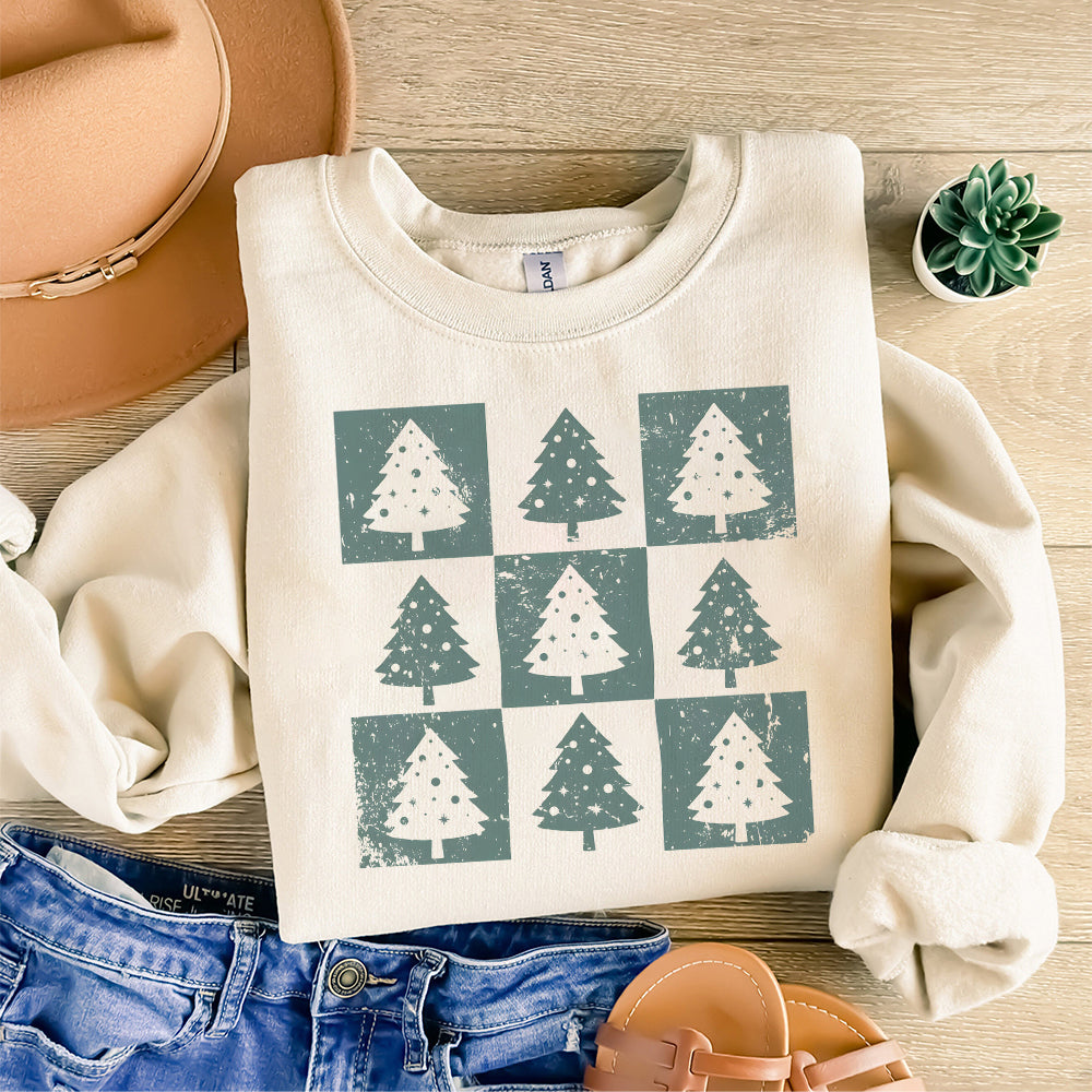 Retro Christmas Tree PNG, Trendy Checkered Christmas PNG, Distressed Christmas Sublimation, Holiday Png Design, Checkered Xmas Png S173 SNA
