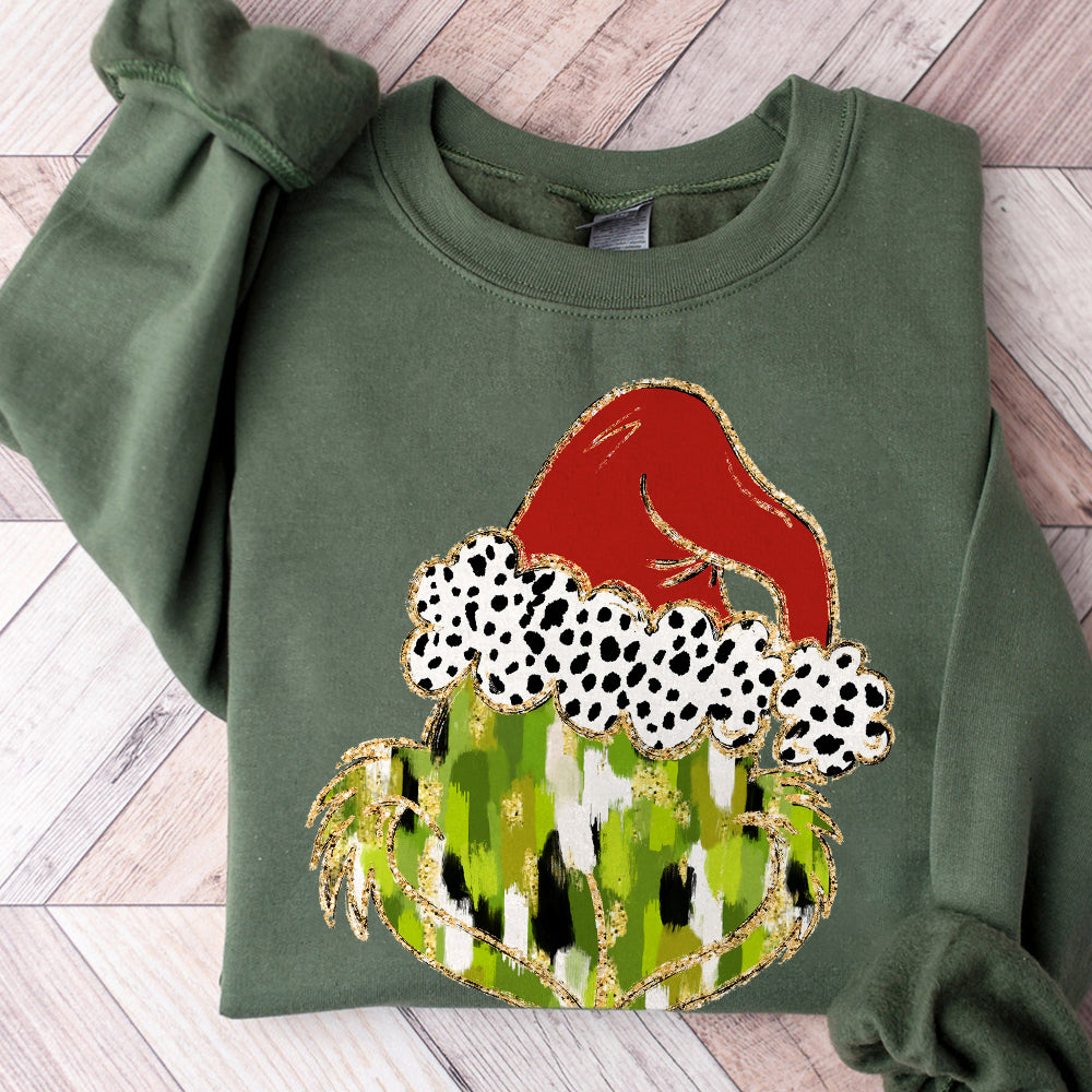 Mean one Coquette glitter png brushstroke green guy design dtf Christmas girls winter png kids santa design bow brushstroke S99