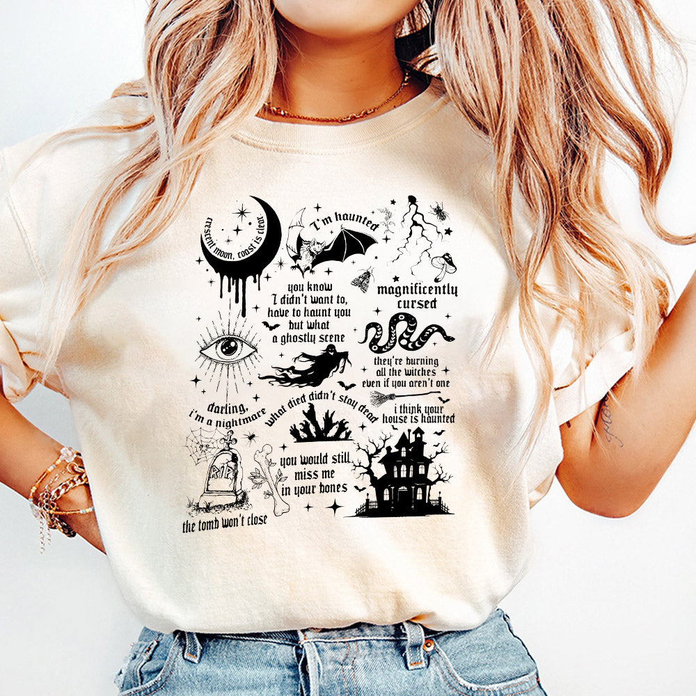 I'm Haunted Png, Spooky Halloween SweatPng  Swift Collage with Halloween Symbols & Lyrics  Cozy Swiftie Fall Appare PNG0810 05 3 NPN