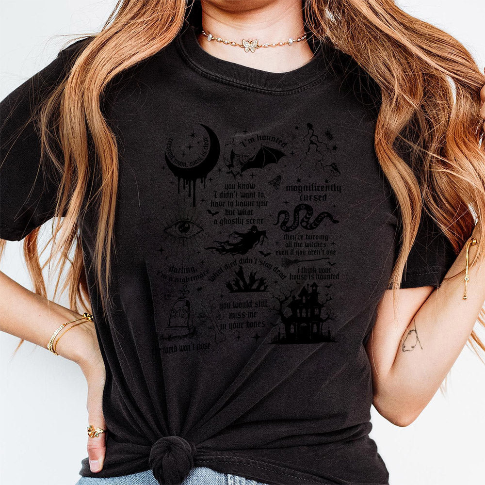 I'm Haunted Png, Spooky Halloween SweatPng  Swift Collage with Halloween Symbols & Lyrics  Cozy Swiftie Fall Appare PNG0810 05 3 NPN