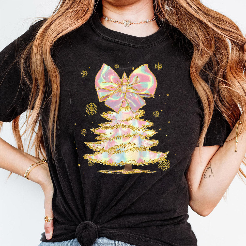 Iridescent Christmas Tree PNG, Coquette Christmas Png, Iridescent Christmas Png, Girly Christmas Png, Colorful Glitter Christmas Tree Png S3 OO