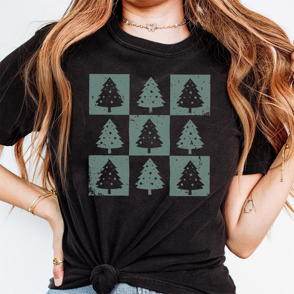 Retro Christmas Tree PNG, Trendy Checkered Christmas PNG, Distressed Christmas Sublimation, Holiday Png Design, Checkered Xmas Png S173 SNA