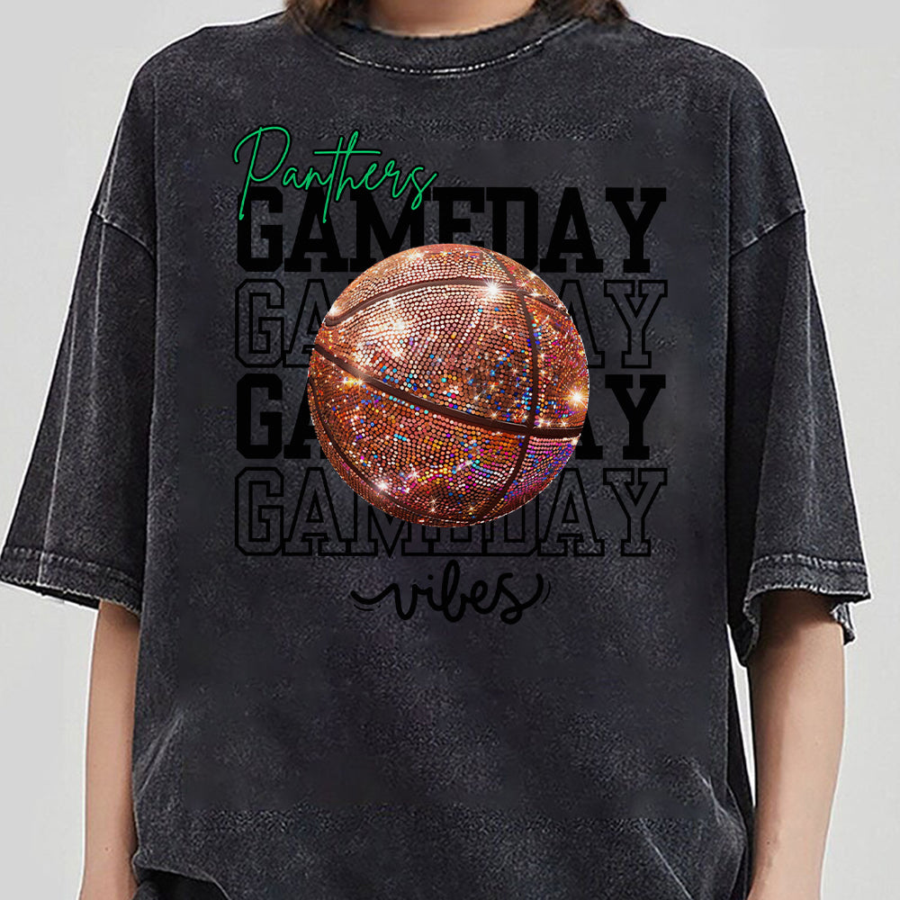 Custom Team Mascot Game Day Vibes Basketball Crewneck Sweatshirt, Sparkle Basketball Mom Shirt, Basketball Season Womens Pullover, Oversized FB2708