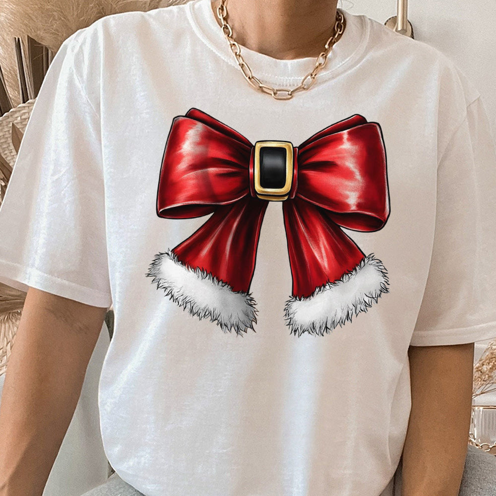 Christmas Coquette bow Shirt, Christmas santa bow Shirt, Christmas  T Shirt s, Christmas Shirt, Christmas AAA