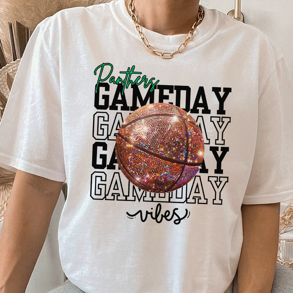 Custom Team Mascot Game Day Vibes Basketball Crewneck Sweatshirt, Sparkle Basketball Mom Shirt, Basketball Season Womens Pullover, Oversized FB2708