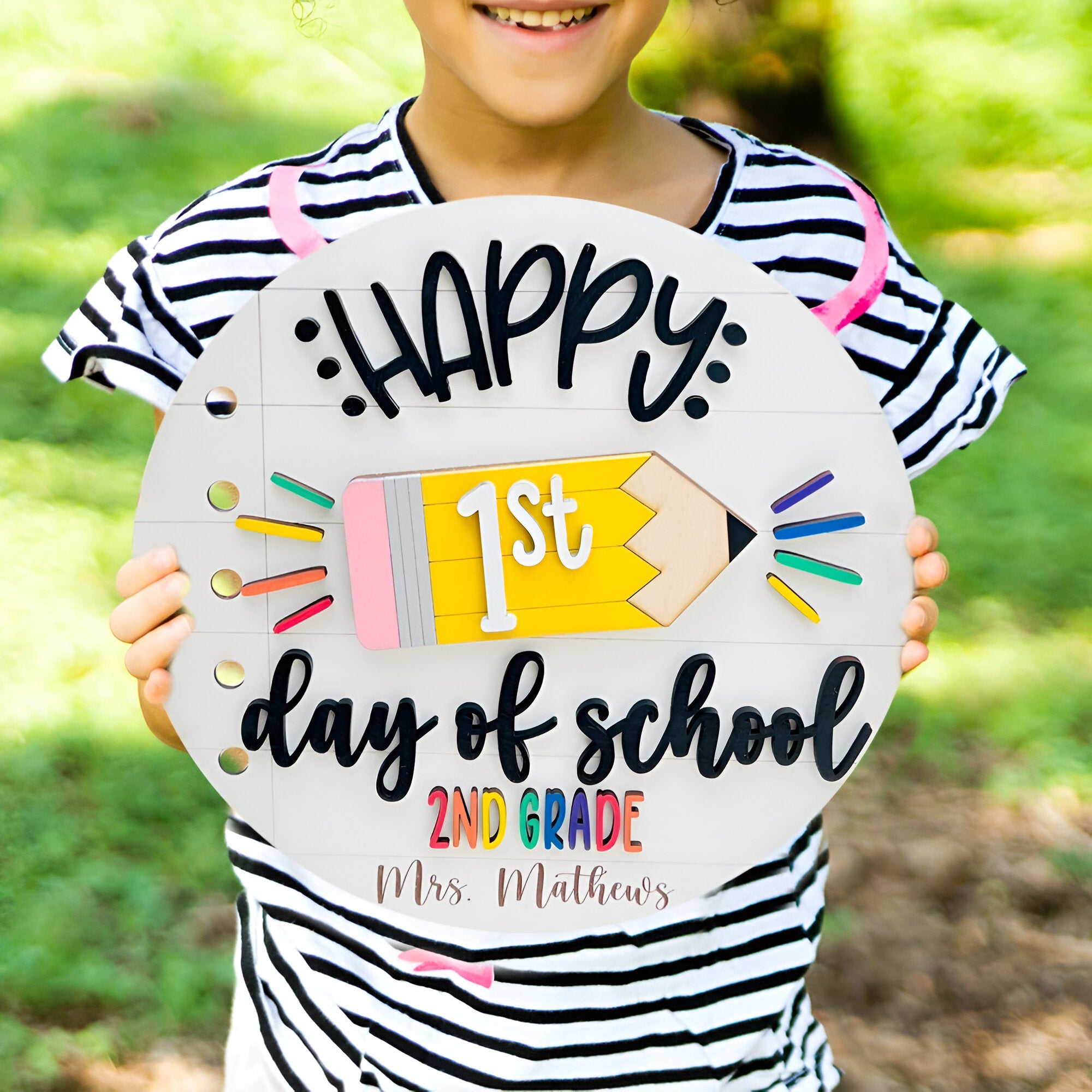 Custom Wooden Interchangeable First Day of School Sign Personalized Back to School Gifts Teacher Gifts Scsign