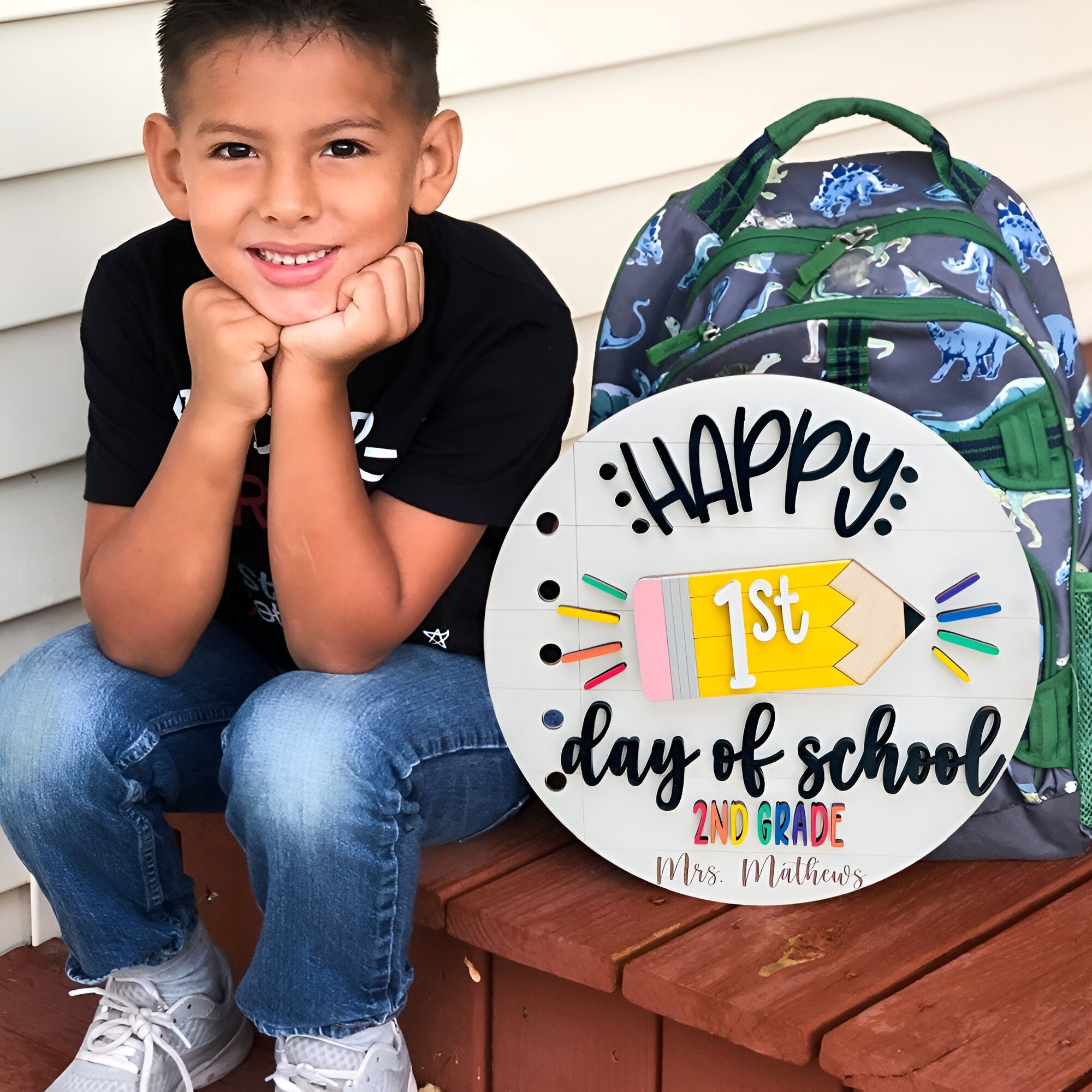 Custom Wooden Interchangeable First Day of School Sign Personalized Back to School Gifts Teacher Gifts Scsign