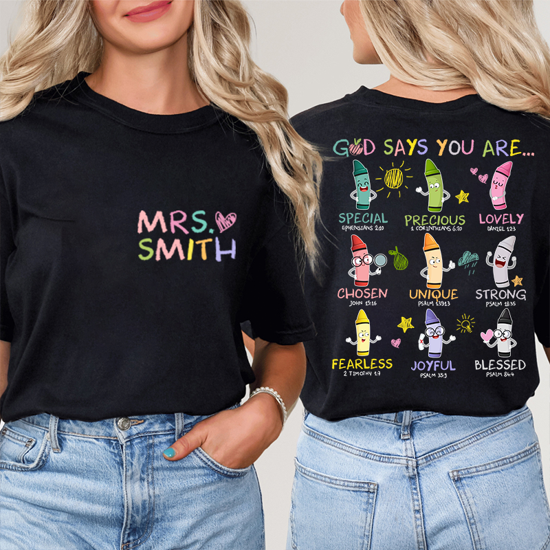 Personalized Name And Grade Dream Team Teacher Two Sided T-Shirt 2MAT68