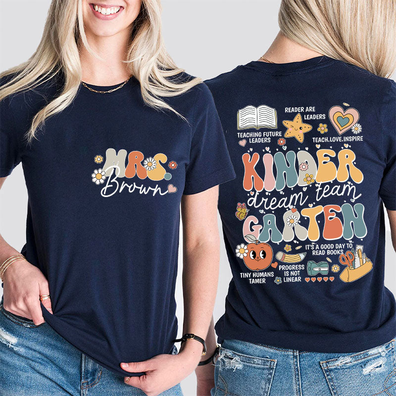 Personalized Neon Lights Make Mistakes Get Messy Teacher Two Sided T-Shirt 2MAT68