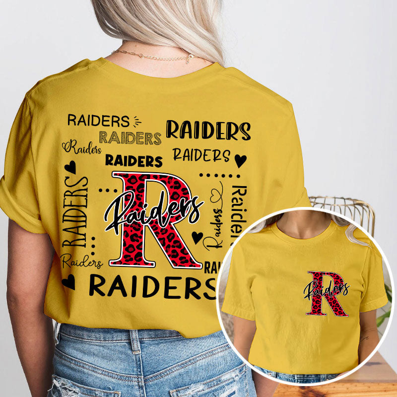 Personalized Leopard School Mascot Teacher Two Sided T-Shirt 2MAT68