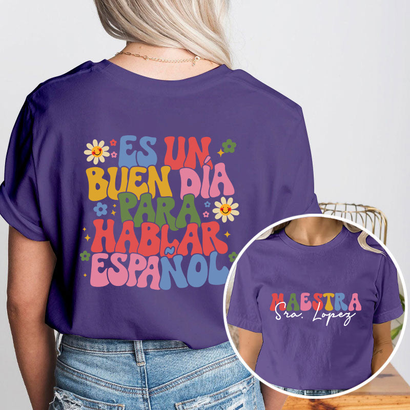 Personalized Latina Bilingual Teacher Two Sided T-Shirt 2MAT88
