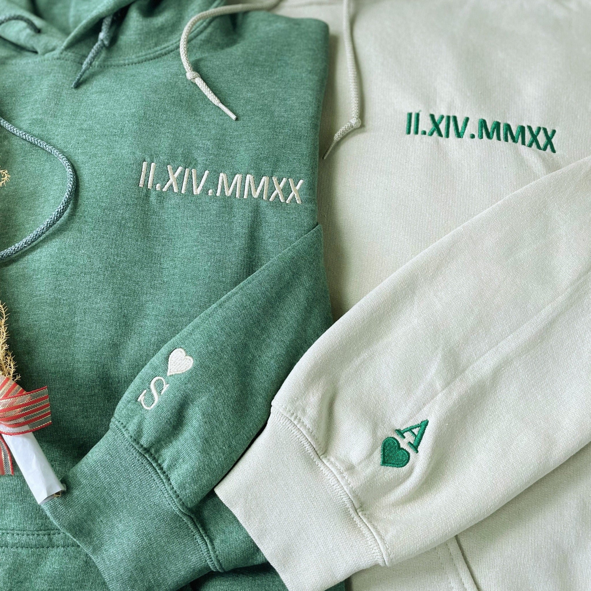 Personalized Anniversary Gifts for Him Her, Custom Embroidered Anniversary Year Hoodie Sweatshirt em4