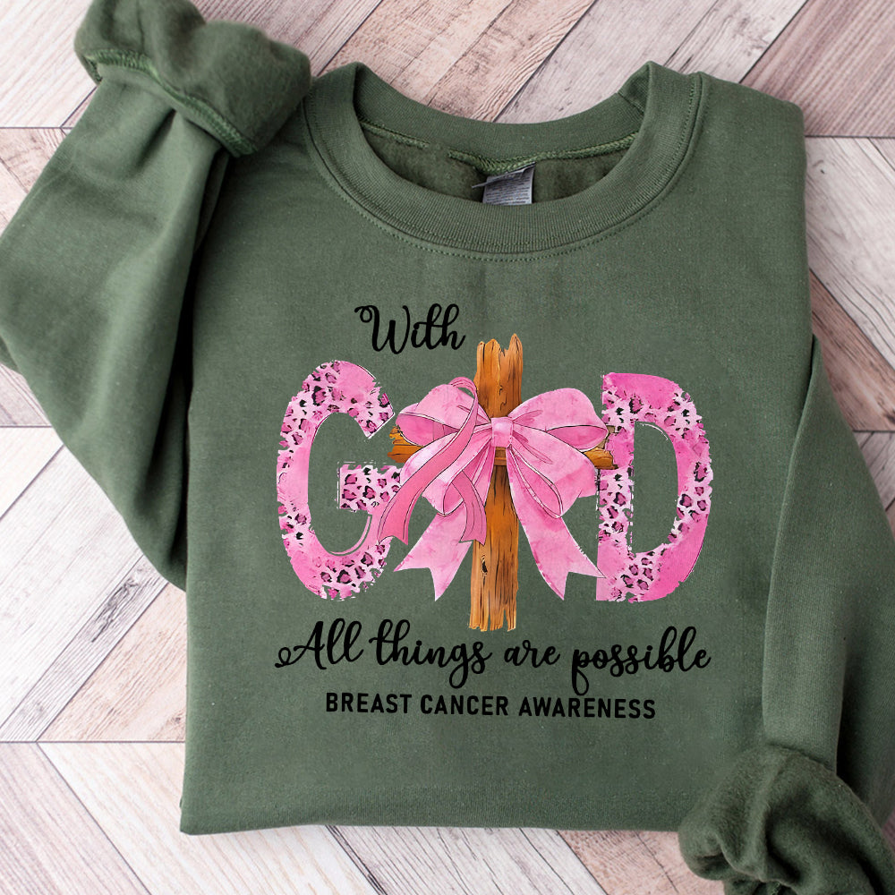 With God All Things Are Possible Breast Cancer Cross Bow Png, Breast Cancer Jesus Png, Breast Cancer Bow Png, Cancer Bible God Sublimation PNG1210 11 2 NPN