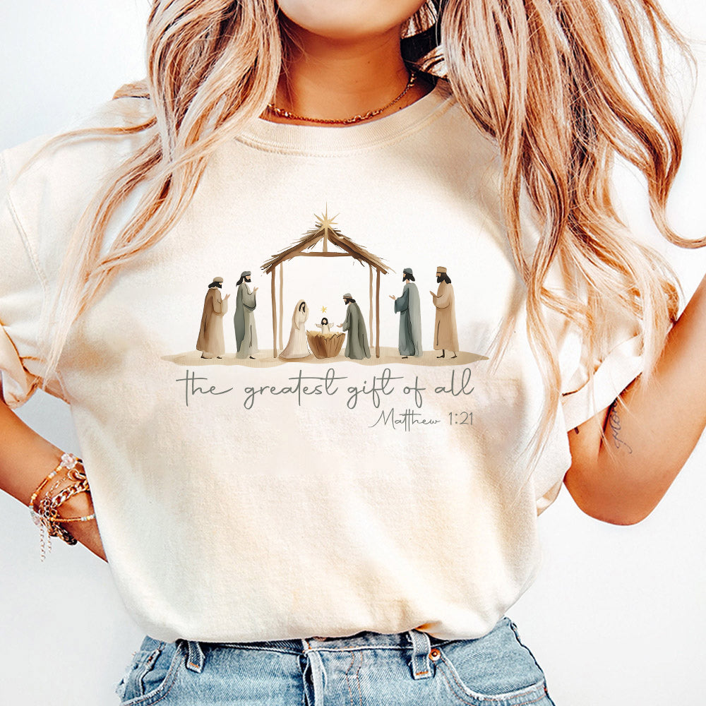 Greatest Gift of all PNG  Bow Nativity Coquette Christmas Sublimation PNG Design  Hand Drawn  Manger PNG Bow Manger Png  Christmas Bow S234 abccc