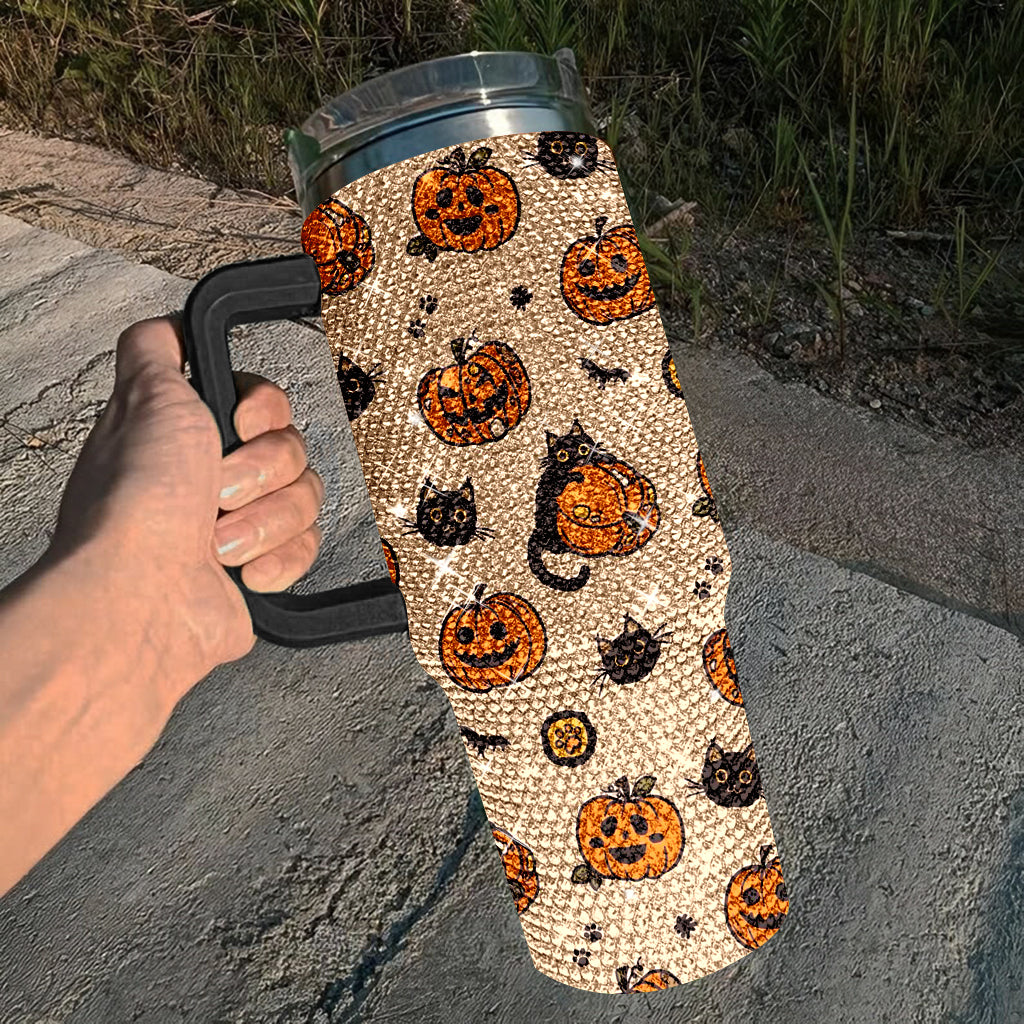 Spooky Glitter Travel Tumbler for Halloween Cups, Halloween Tumbler Pumpkin, Halloween Travel Mug for Women Witch Tumbler TUM2908