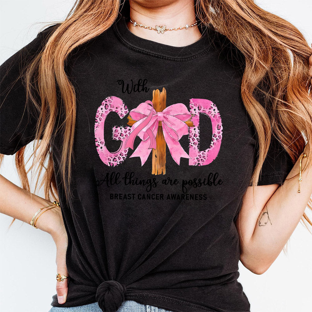 With God All Things Are Possible Breast Cancer Cross Bow Png, Breast Cancer Jesus Png, Breast Cancer Bow Png, Cancer Bible God Sublimation PNG1210 11 2 NPN