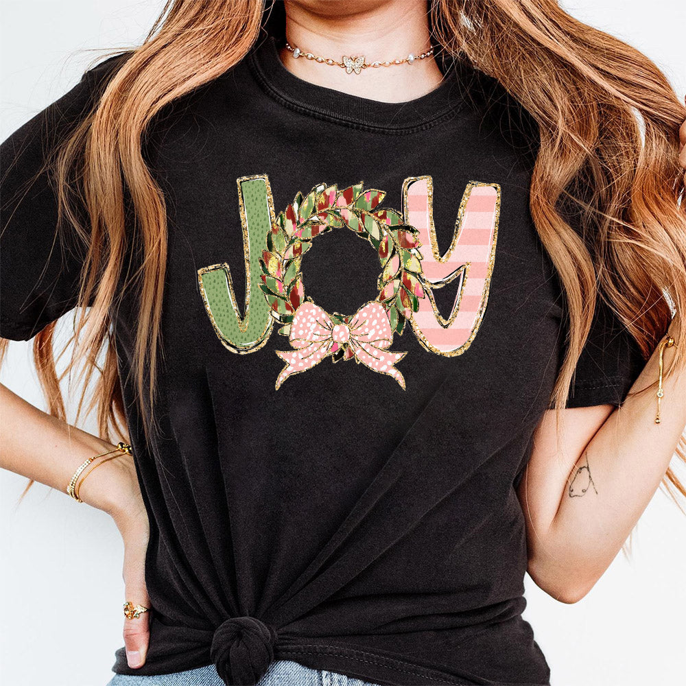 JOY pink Coquette glitter Christmas ornament png pink Christmas design dtf Christmas girls winter png santa design bow acrylic brushstroke S131