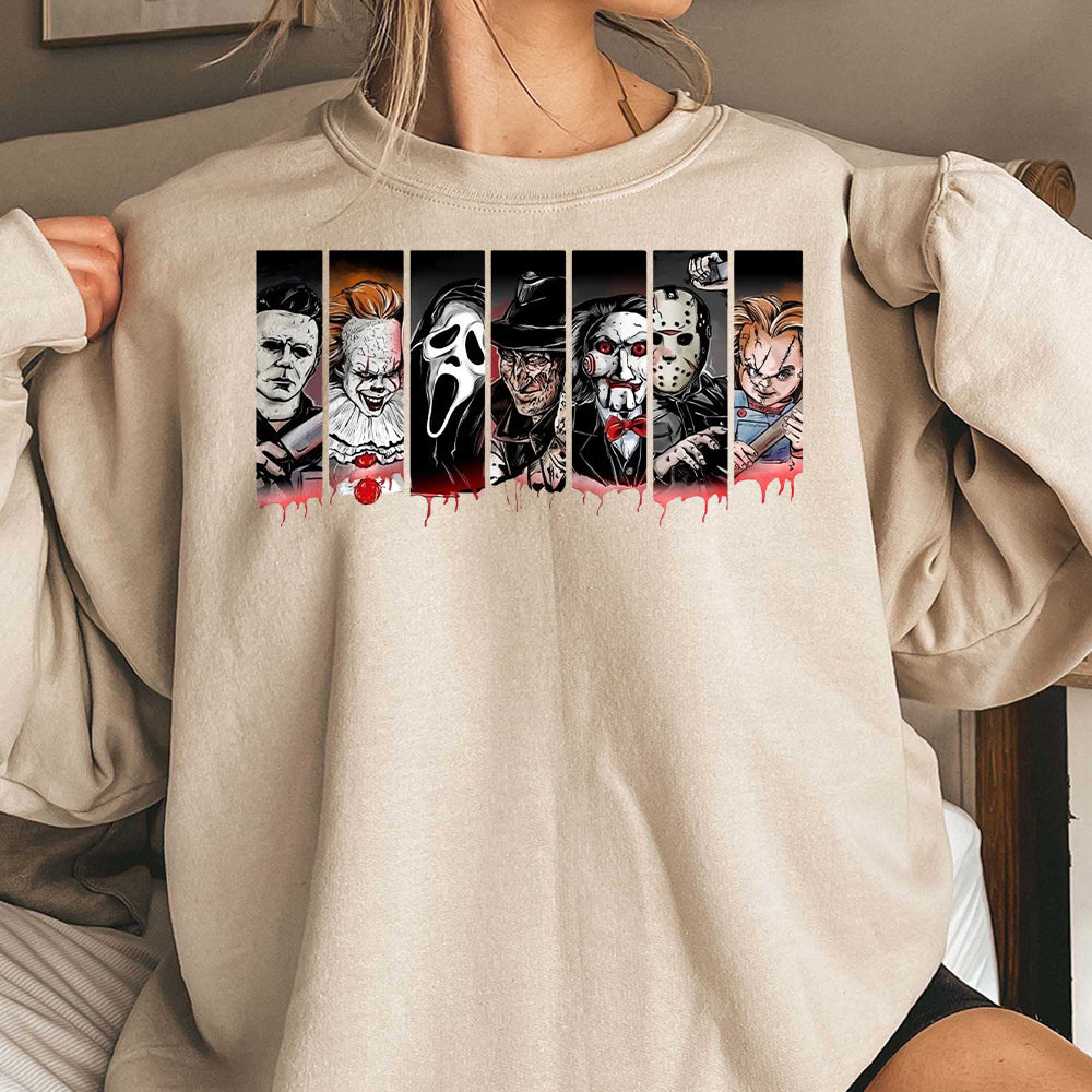 Horror Characters Friends Sweatshirt Hoodie, Horror Movie Characters Sweatshirt, Halloween Movie Hoodie, Halloween Hoodie EEE