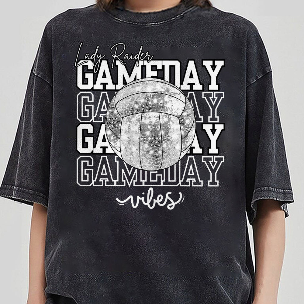 Custom Team Mascot Game Day Vibes Volleyball Crewneck Sweatshirt, Sparkle Volleyball Mom Shirt, Volleyball Season Womens Pullover, Oversized FB2708
