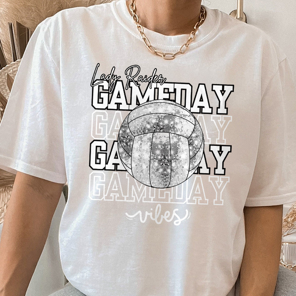 Custom Team Mascot Game Day Vibes Volleyball Crewneck Sweatshirt, Sparkle Volleyball Mom Shirt, Volleyball Season Womens Pullover, Oversized FB2708