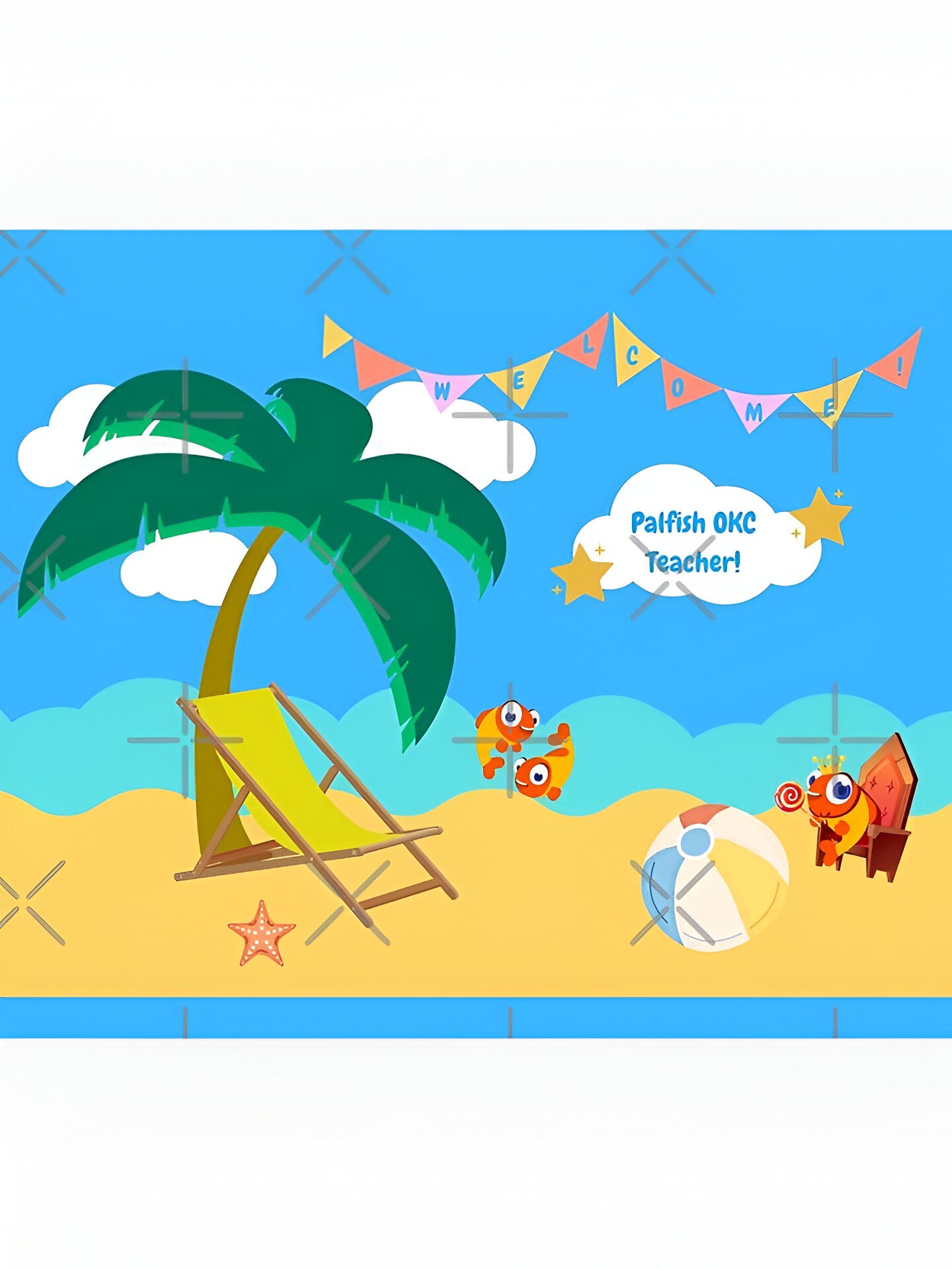 Portable_Travel Friendly Palfish Beach Classroom Background Tapestry Tapes