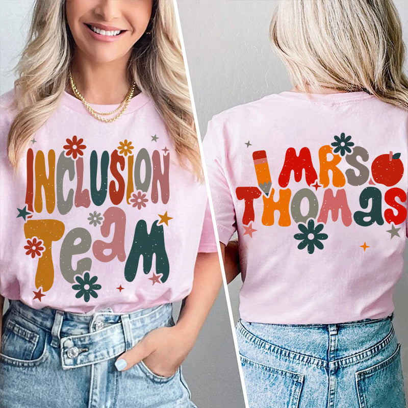 Personalized Name And Grade Bloom Flowers Teacher Two Sided T-Shirt 2MAT88