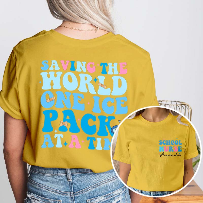 Personalized Saving The World One Ice Pack At A Time Teacher Two Sided T-Shirt 2MAT88