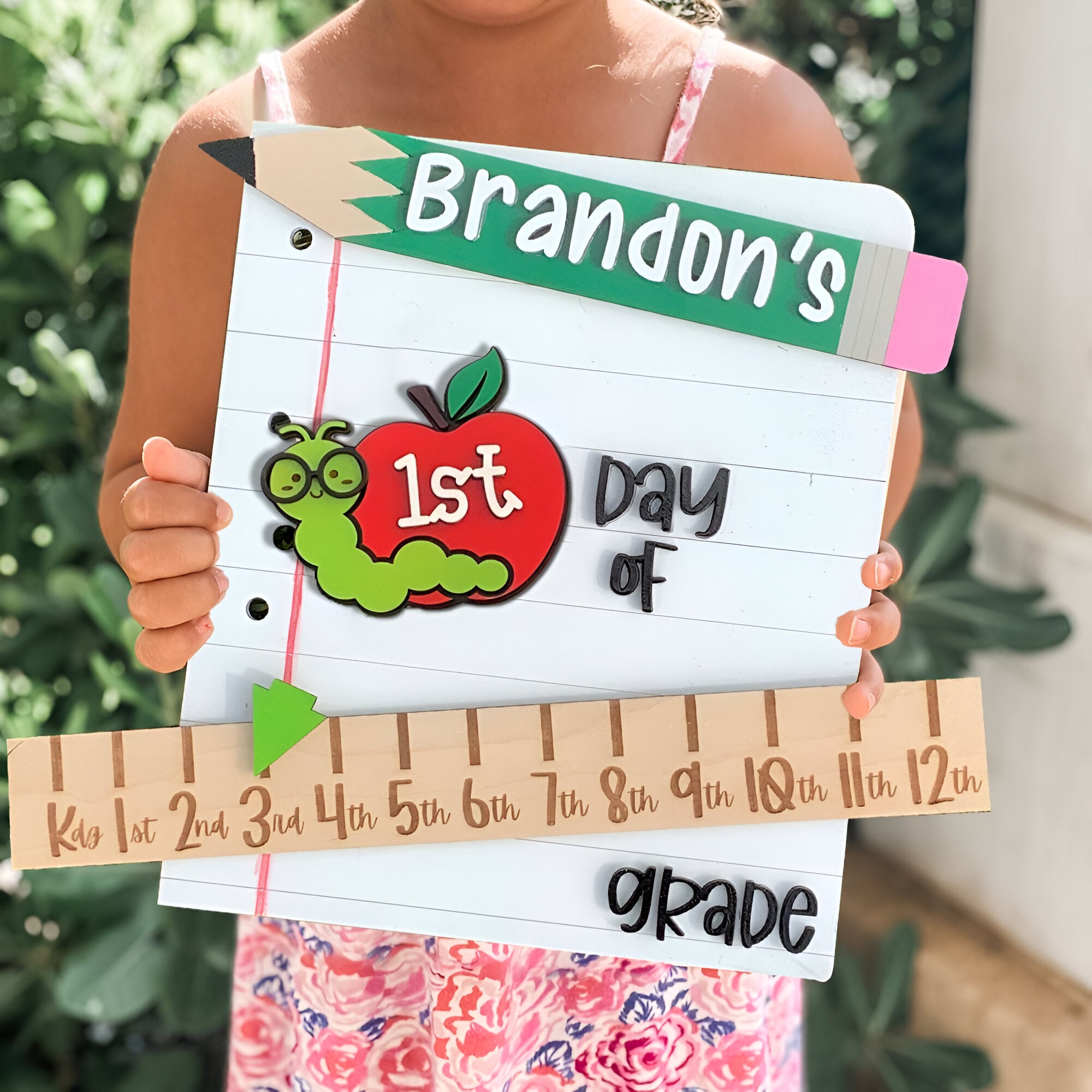 Personalized First_100th_Last Day of School Interchangeable Back to School Sign Prop For Kids Gift Ideas Scsign